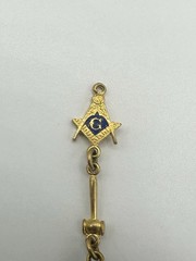 Antique Masonic Blue Lodge Tool Charm Fob W/ Hammer & Trowel 1 1/2”