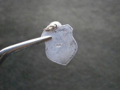 Paris France Vtg 800 REU Silver Enamel Travel Shield Bracelet Charm Pendant 1.1g