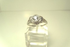 Antique Art Deco Diamond .32 ct tw 14 kt White Gold Ring* GAL Appraisal*Gift Box