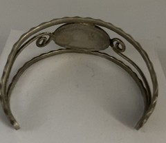 2 Vtg Silver Tone Mexican Alpaca Inlaid Abalone & Turquoise Cuff Bracelets Read