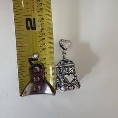 Sterling Love Bell Pendant by Jewelry John The Bell Collection Hearts Cutouts