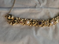 14K Yellow Gold Vintage Slide Charm Bracelet, 7.25″ Multi-Stone, 20 Charms