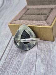 Large Vintage 925 Sterling Silver Blue Gold Druzy Ring Size 8.5 Estate Jewelry