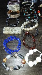 Vintage to now mixed materials necklace, earrings, bracelet lot