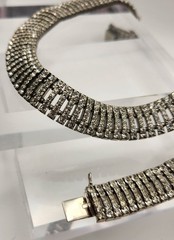 Vintage Rhinestone Choker Necklace Bracelet Set Clear Crystal Collar Bridal 16″