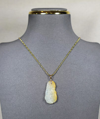 Vintage 14K Chinese White Yellow Jadeite Pendant 18K GF Necklace