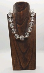 Clear Lucite Disco Ball Necklace Silver tone Art Deco Link Chunky Macy’s 21 in