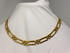 Vintage Gold Tone 10mm wide Flat Rectangle Link 16″ Choker Necklace