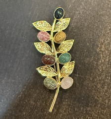 Vintage Judith Jack JJJ Signed Multicolor Agate Sterling Silver Flower Brooch