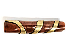 VTG Artisan Tubular Rolled Brass Copper BROOCH Handmade Modernist Mixed Metal