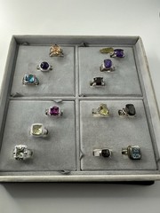 13 New Vintage Rings Resellers Mixed Lot- Various Gem Stones 925 Sterling Silver