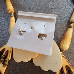 lot of carved bovine bone jewelry vtg or antique Necklace Earrings India organic