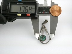 Vintage Sterling Silver Chrysocolla Flat Top Cabochon Drop Pendant 925 3.1g
