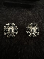 Vintage Silver And Black Necklace And Earrings