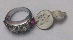 Vintage Lindenwold Sterling Size 6 Red & White Cz Ring 925 Silver Tested