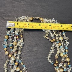 14k Yellow Gold Clasp 5-Strand Quartz Assorted Gemstones Necklace Vintage 18”