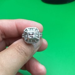 Art Deco 925 CZ Style Statement Ring Size 7 Vintage