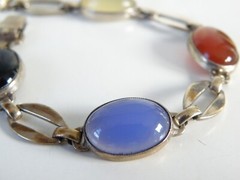 Vintage Sterling Silver 925 and 14K Gold Filled Stone Bracelet 7.5″