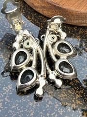 Vintage D&E Juliana Smoky Gray Rhinestone Clip On Earrings Statement Jewelry