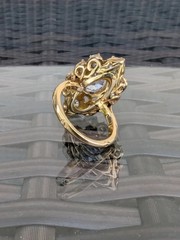 Art Deco Style Lab Created Diamond 14K Yellow Gold FN Anniversary Gift Ring