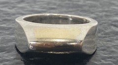 Sterling and 14KT WG Ladies Dome Ring Sz~6 8.6 Grams