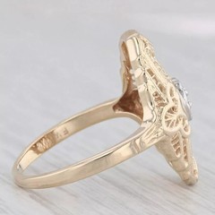 Art Deco Style 1.4Ct Round Lab Created Diamond Filigree 14K Gold FN Wedding Ring