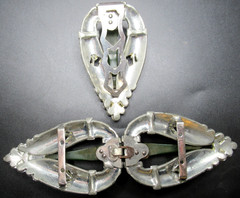 Amazing Art Deco Rhinestone Green BAKELITE Dress Clip Buckle Set