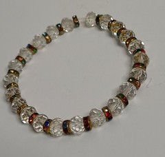Vintage Full AB Aurora Borealis Crystal Stretch Bracelet Symmetrical Light Dark