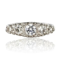 Round Cut Lab Created Diamond Art Deco Style 14K White Gold FN Engagement Ring