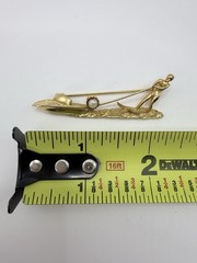 Vintage Brooch Gold Tone Water Ski Skier with Boat Faux Pearl Pin MCM