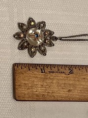 Vintage 1950’s Beautiful Pendant Cross Necklace Faux Pearls AB Rhinestones