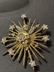 Large Starburst Angel Cherub Brooch