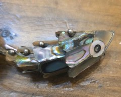 Vintage Mexican Abalone Shell Articulated Fish Bottle Opener Keychain Pendant
