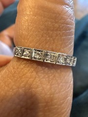 art Deco 7 Stone Single Cut diamond 14k band wedding estate antique ring