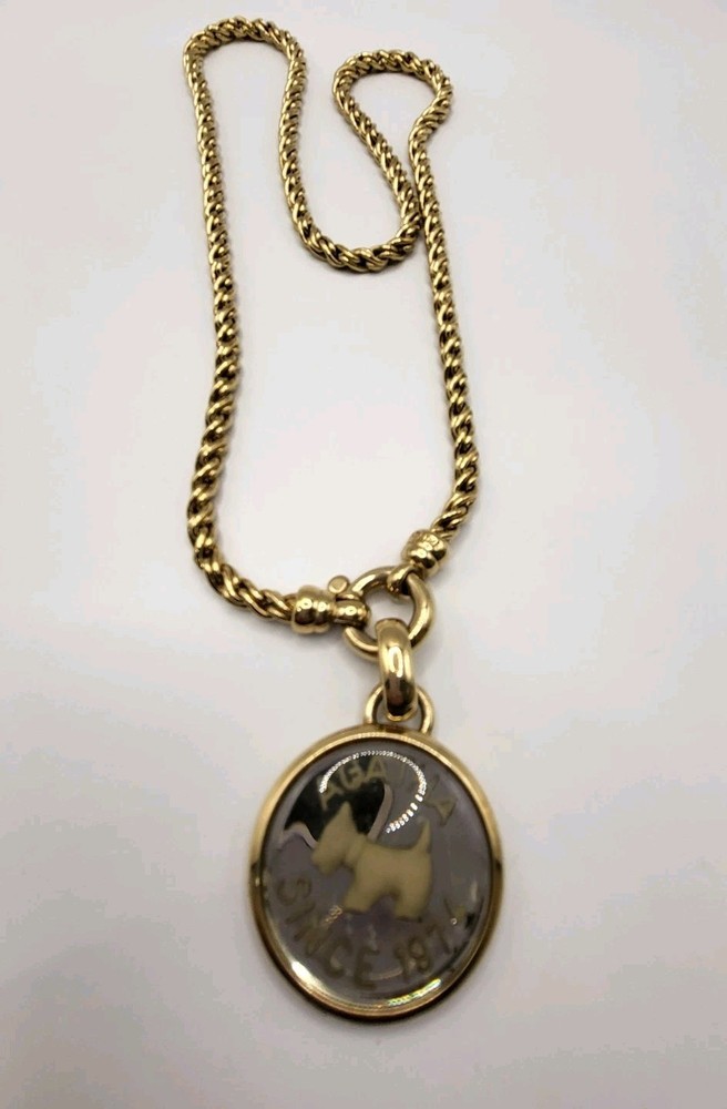 AGATHA PARIS 1974 Heavy Couture Scottie Terrier Dog Pendant Convertible Necklace