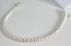 Sterling Silver 925 Cubic Zirconia Bar Link Tennis Bracelet 7.5″