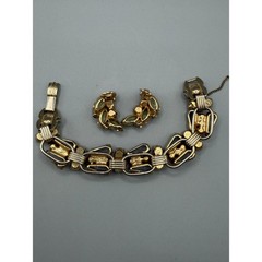 Vintage Juliana D&E Rhinestone Bracelet Earrings Set AB Crystal Smoky Glass#1097