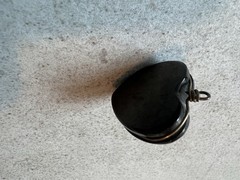 Antique Victorian Whitby Jet Inset Pyrite Puffy 3-D HEART Charm Pendant Fob H5