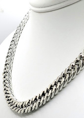 Vintage Rhodium Plated 9mm Curb Chain Choker Necklace 14″- 17.5″ Hook Clasp