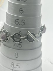 Vintage Silver Tone Purple Stone Link Bracelet Toggle Clasp Boho