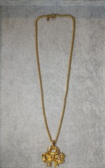 Vintage Burberrys Chain with Vintage Burberrys Ribbon with Flowers Bow Pendent