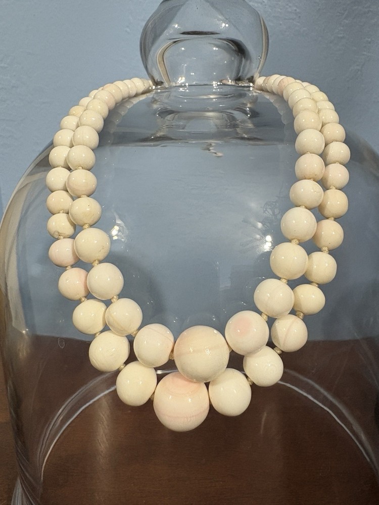 Antique Angel Coral Necklace Adjustable Size From 14-15.5 Inches Long
