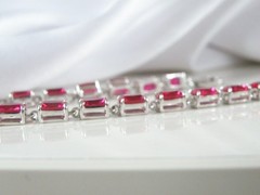 Sterling Silver 925 Lab Created Pink Ruby Tennis Bracelet 8″