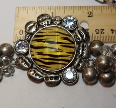 Chunky VCLM Signed Necklace Metal & Glass Beads Zebra Inspired Center 14-17″