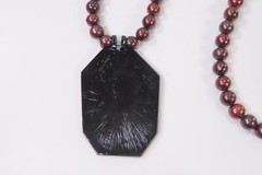 Vintage Brown Faux Pearl Pendant Necklace 23″
