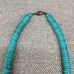Vintage Necklace Aqua Beads 17 Inches Beach