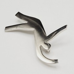 Modern Abstract Dancer Brooch Silver Tone Minimalist Silhouette 1990s Figure Pin