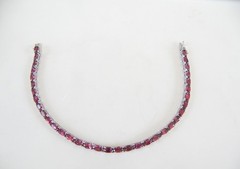 Sterling Silver 925 Rhodolite Pink Garnet Tennis Bracelet 8″