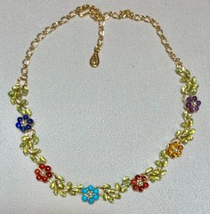 AUTHENTIC SWOBODA SET OF NECKLACE, BROOCH, EARRINGS – PERIDOT, MULTI-STONE!