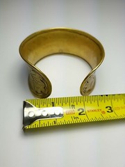 Antique 1920s Wide Brass Bangle Bracelet, One Size Fits All. Excellent cond.